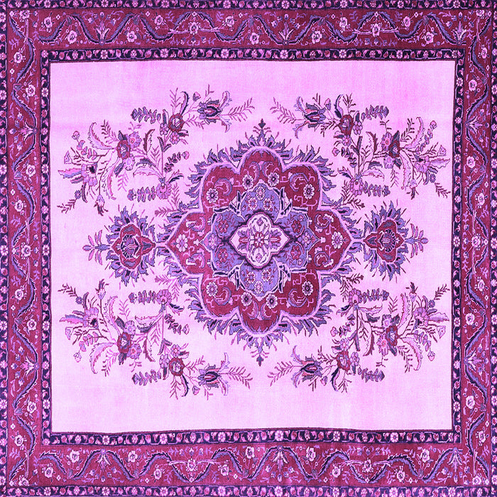 Square Machine Washable Persian Purple Traditional Area Rugs, wshtr1222pur