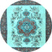 Round Machine Washable Persian Light Blue Traditional Rug, wshtr1222lblu