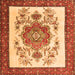 Round Machine Washable Persian Orange Traditional Area Rugs, wshtr1222org