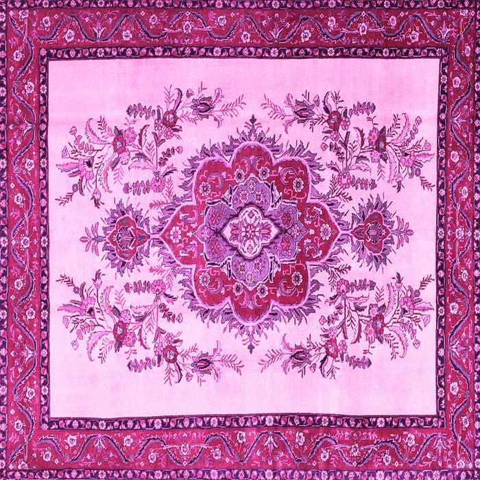 Square Machine Washable Persian Pink Traditional Rug, wshtr1222pnk