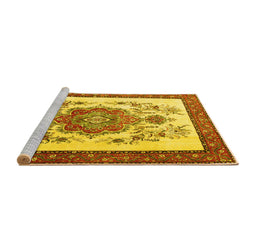Sideview of Machine Washable Persian Yellow Traditional Rug, wshtr1222yw