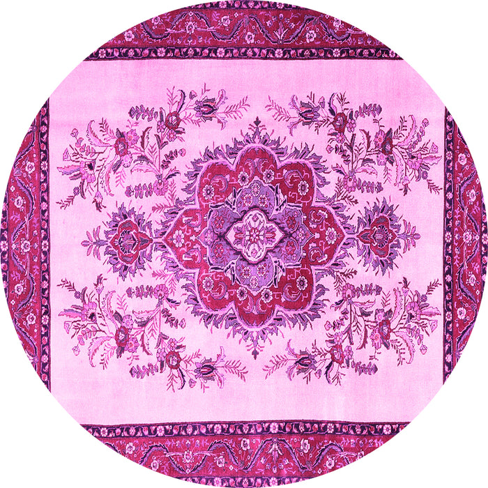 Round Persian Pink Traditional Rug, tr1222pnk