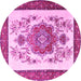 Round Persian Pink Traditional Rug, tr1222pnk