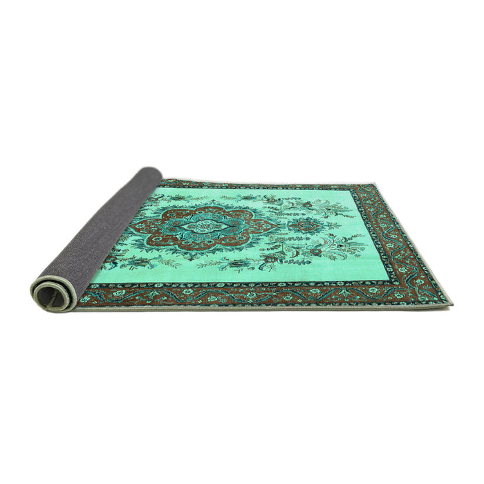 Sideview of Persian Turquoise Traditional Rug, tr1222turq