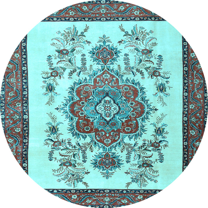 Round Persian Light Blue Traditional Rug, tr1222lblu