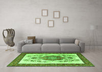 Machine Washable Persian Green Traditional Rug, wshtr1222grn