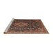 Sideview of Machine Washable Traditional Orange Brown Rug, wshtr1223