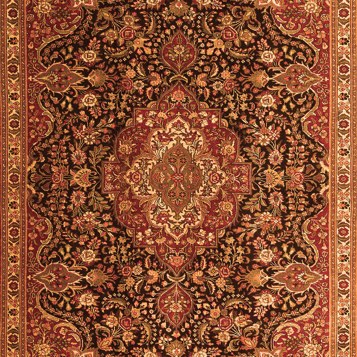 Serging Thickness of Machine Washable Medallion Orange Traditional Area Rugs, wshtr1223org