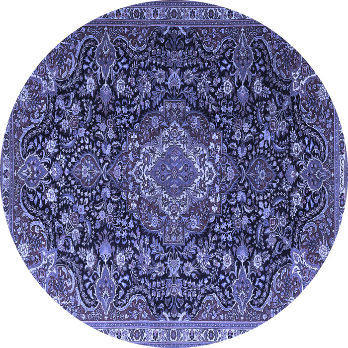 Round Medallion Blue Traditional Rug, tr1223blu
