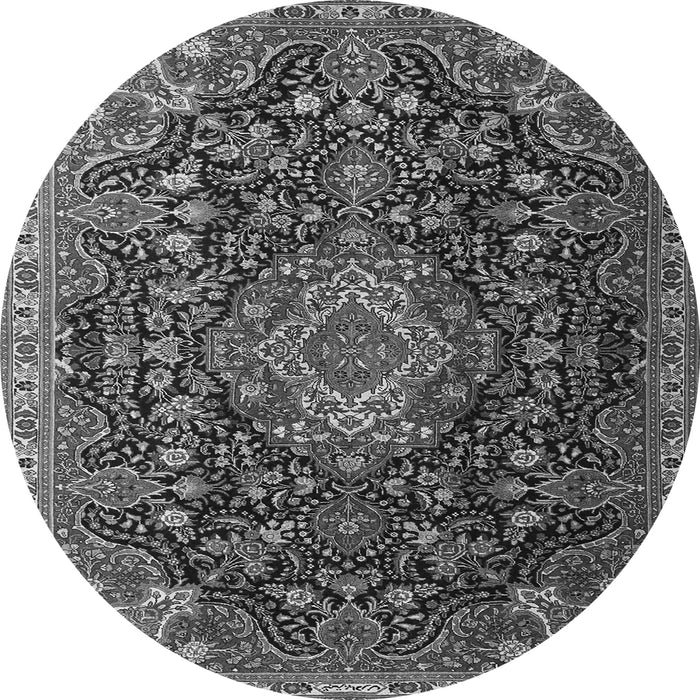 Machine Washable Medallion Gray Traditional Rug, wshtr1223gry