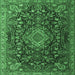 Square Medallion Emerald Green Traditional Rug, tr1223emgrn