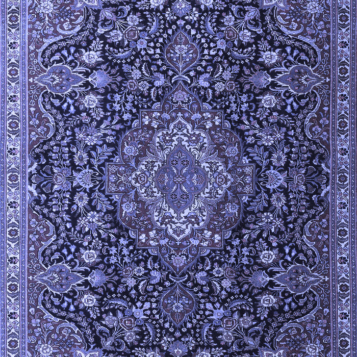 Machine Washable Medallion Blue Traditional Rug, wshtr1223blu