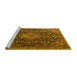 Sideview of Machine Washable Medallion Yellow Traditional Rug, wshtr1223yw