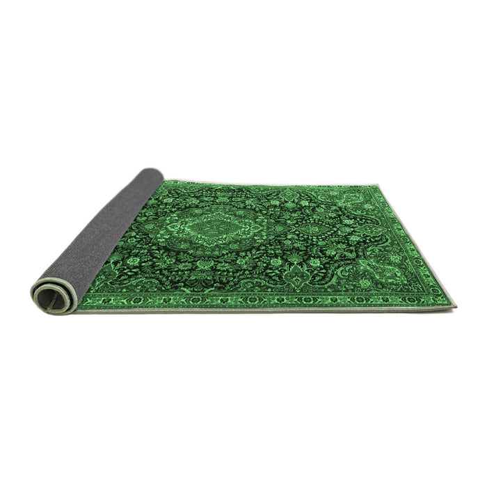 Sideview of Medallion Emerald Green Traditional Rug, tr1223emgrn