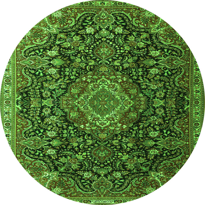 Machine Washable Medallion Green Traditional Area Rugs, wshtr1223grn