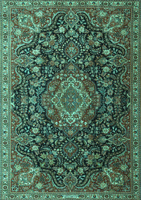 Medallion Turquoise Traditional Rug, tr1223turq