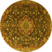 Round Medallion Yellow Traditional Rug, tr1223yw