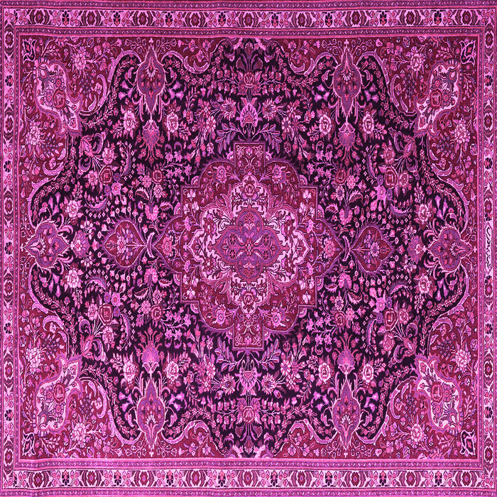 Square Machine Washable Medallion Pink Traditional Rug, wshtr1223pnk