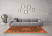 Machine Washable Medallion Orange Traditional Area Rugs in a Living Room, wshtr1223org