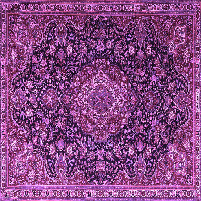 Square Machine Washable Medallion Purple Traditional Area Rugs, wshtr1223pur