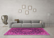 Machine Washable Medallion Pink Traditional Rug in a Living Room, wshtr1223pnk