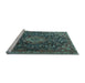 Sideview of Machine Washable Medallion Light Blue Traditional Rug, wshtr1223lblu