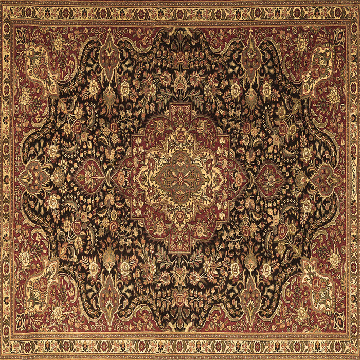 Square Machine Washable Medallion Brown Traditional Rug, wshtr1223brn
