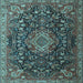 Square Medallion Light Blue Traditional Rug, tr1223lblu