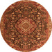 Machine Washable Medallion Orange Traditional Area Rugs, wshtr1223org