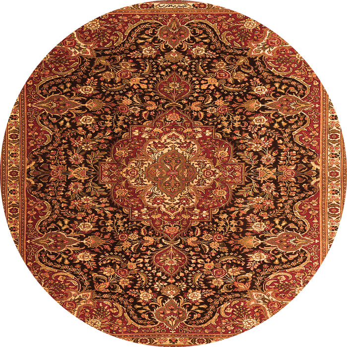 Square Medallion Orange Traditional Rug, tr1223org