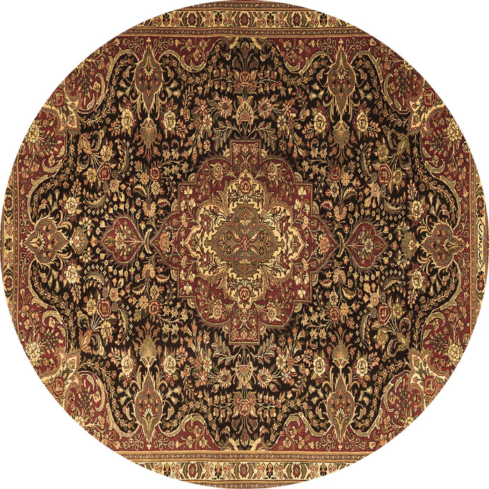 Round Medallion Brown Traditional Rug, tr1223brn