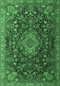 Medallion Emerald Green Traditional Rug, tr1223emgrn