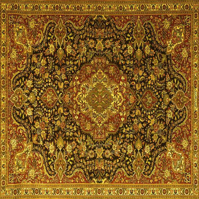 Square Medallion Yellow Traditional Rug, tr1223yw