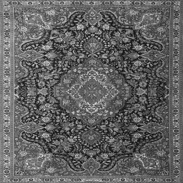 Round Machine Washable Medallion Gray Traditional Rug, wshtr1223gry