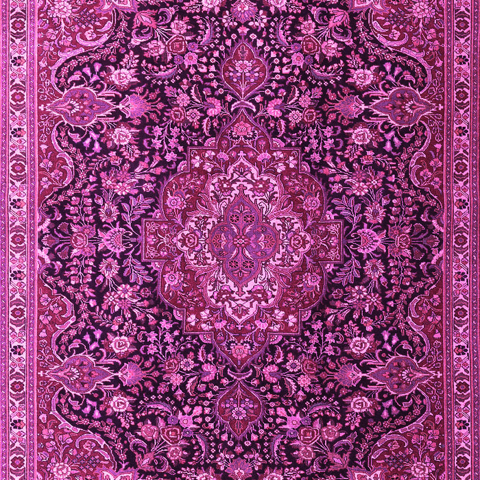 Machine Washable Medallion Pink Traditional Rug, wshtr1223pnk