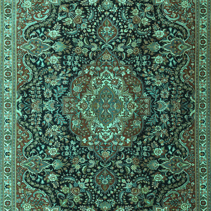 Machine Washable Medallion Turquoise Traditional Area Rugs, wshtr1223turq