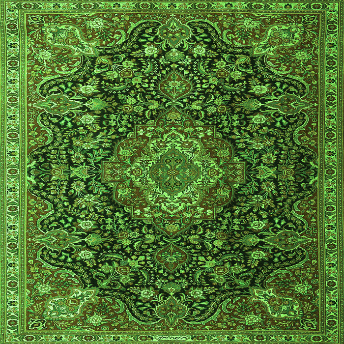 Serging Thickness of Medallion Green Traditional Rug, tr1223grn