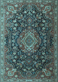 Medallion Light Blue Traditional Rug, tr1223lblu