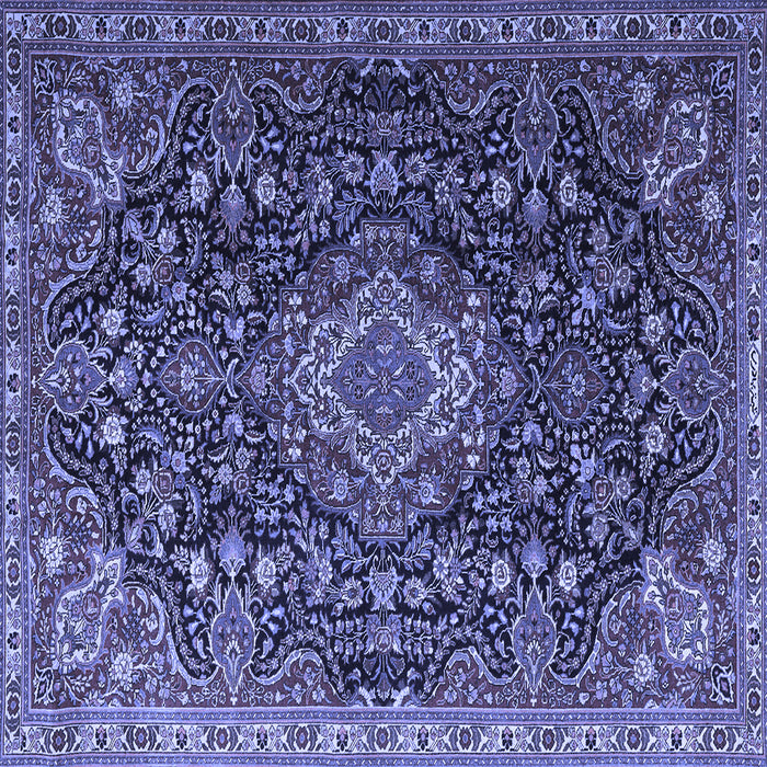 Square Machine Washable Medallion Blue Traditional Rug, wshtr1223blu