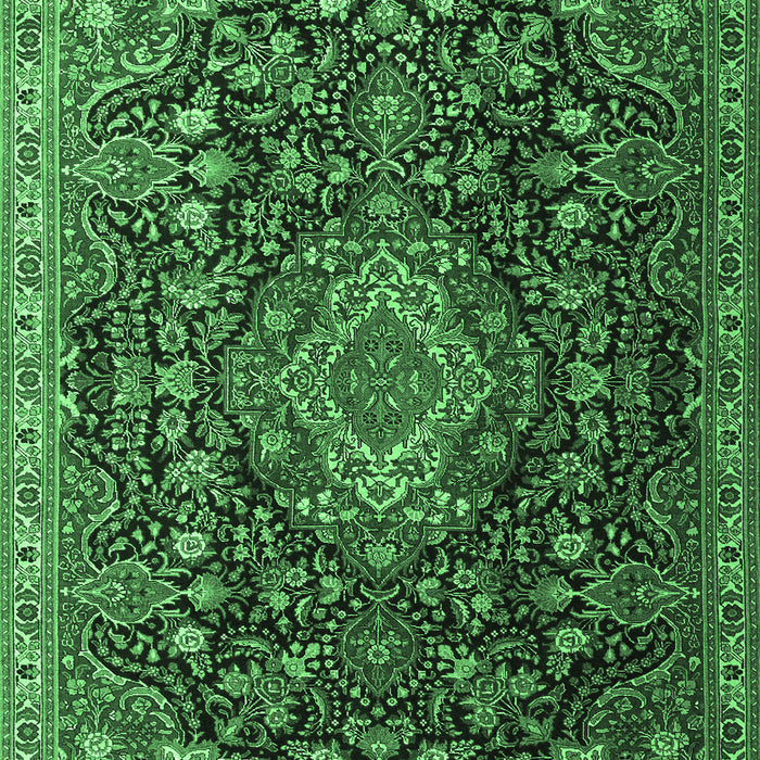 Machine Washable Medallion Emerald Green Traditional Area Rugs, wshtr1223emgrn