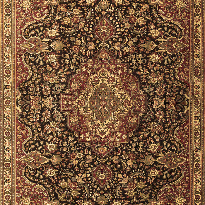Machine Washable Medallion Brown Traditional Rug, wshtr1223brn