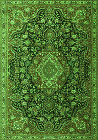 Medallion Green Traditional Rug, tr1223grn