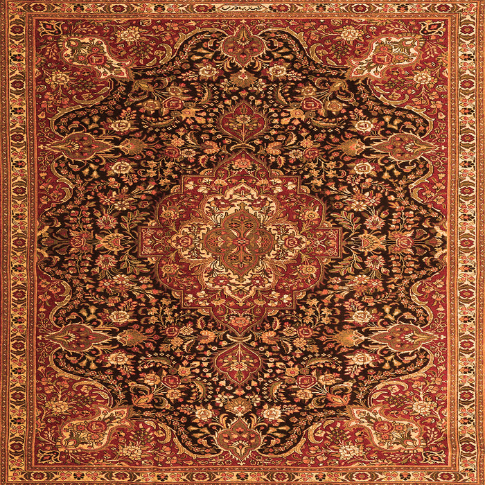 Serging Thickness of Medallion Orange Traditional Rug, tr1223org