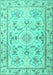 Machine Washable Medallion Turquoise Traditional Area Rugs, wshtr1224turq