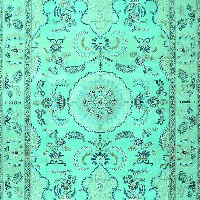 Machine Washable Medallion Turquoise Traditional Area Rugs, wshtr1224turq