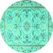 Round Medallion Turquoise Traditional Rug, tr1224turq