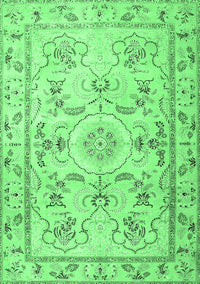 Medallion Emerald Green Traditional Rug, tr1224emgrn