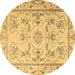 Round Medallion Brown Traditional Rug, tr1224brn