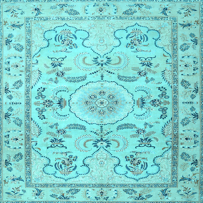Square Medallion Light Blue Traditional Rug, tr1224lblu