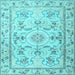 Square Medallion Light Blue Traditional Rug, tr1224lblu